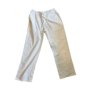 Coofandy Men’s White Linen Blend Drawstring Beach Pants - Size Large